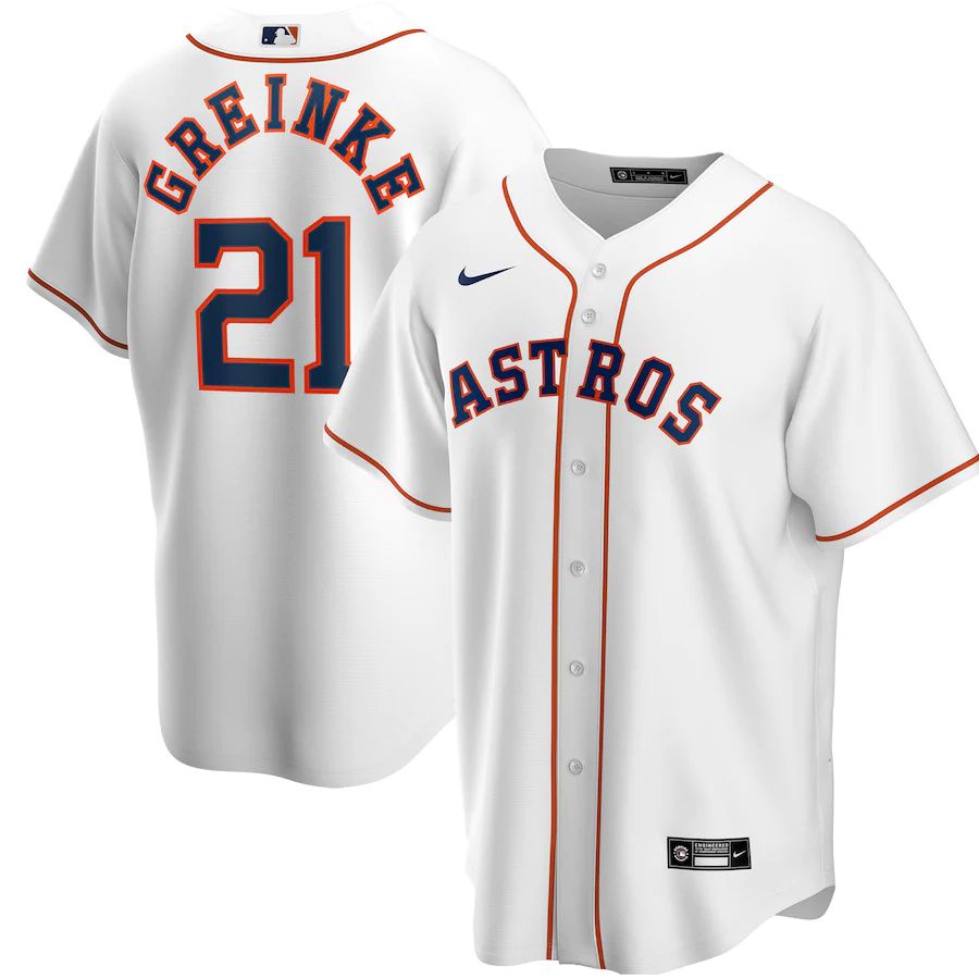 Mens Houston Astros #21 Zack Greinke Nike White Home Replica Player MLB Jerseys